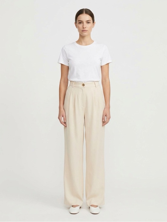 Reformation Pants - Reformation Cream Pleated Wide-Leg Tencel Pants Women’s Size 2